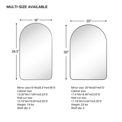 TEHOME Aristes Armoire à pharmacie encastrée avec cadre, miroir et étagères réglables