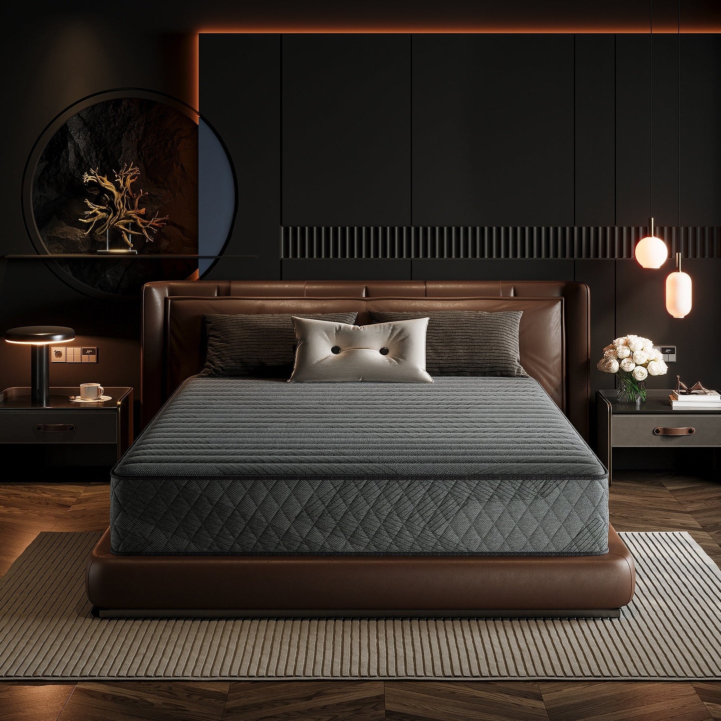 Matelas hybride en mousse à mémoire de forme avec gel, 25 cm (10 po), fermeté moyenne, SweDrea, respirant et rafraîchissant, certifié CertiPUR-US, SGS et OEKO-TEX.