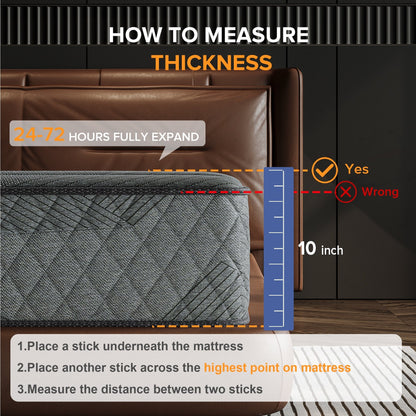 Matelas hybride en mousse à mémoire de forme avec gel, 25 cm (10 po), fermeté moyenne, SweDrea, respirant et rafraîchissant, certifié CertiPUR-US, SGS et OEKO-TEX.