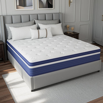 Matelas hybride à ressorts SweDrea de 25 cm (10 po) à refroidissement et respirabilité, fermeté moyenne, certifié CertiPUR-US, SGS et OEKO-TEX.