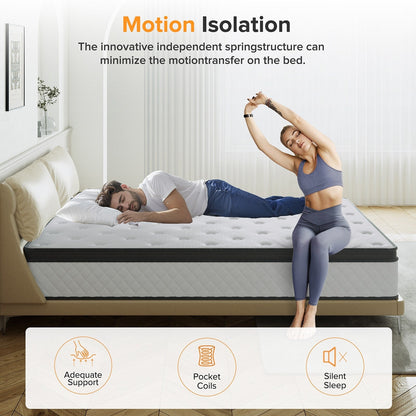 Matelas hybride en mousse à mémoire de forme ferme de 30 cm (12 po) SweDrea, certifié CertiPUR-US et Oeko-TEX, avec ressorts renforcés.