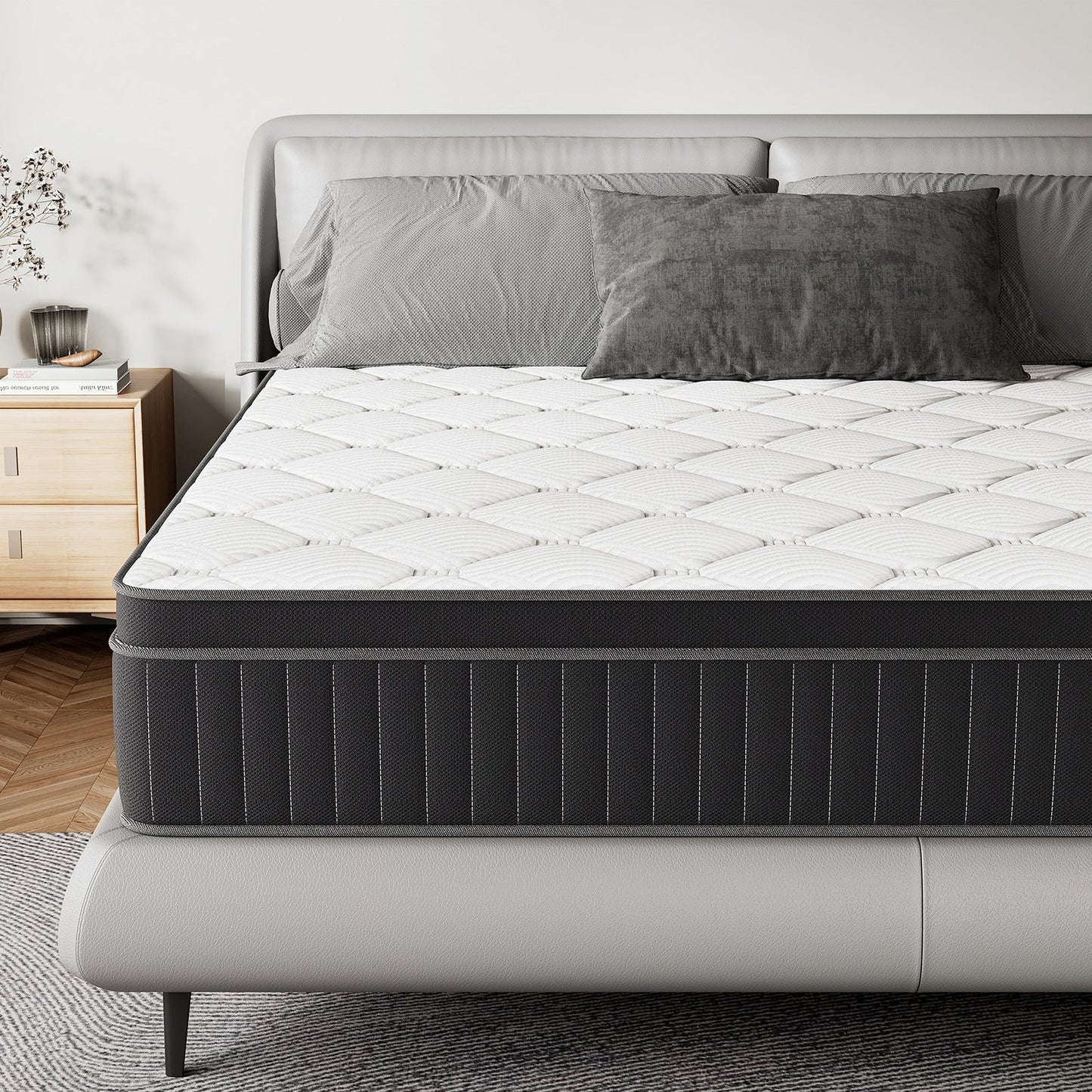 Matelas à ressorts SweDrea de 30 cm (12 po) à fermeté moyenne pour soulager le mal de dos et assurer un refroidissement optimal, certifié CertiPUR-US, SGS et OEKO-TEX.