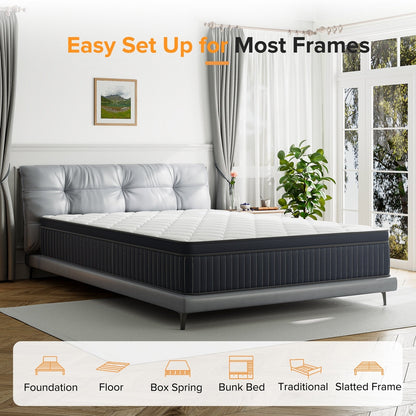 Matelas à ressorts SweDrea de 30 cm (12 po) à fermeté moyenne pour soulager le mal de dos et assurer un refroidissement optimal, certifié CertiPUR-US, SGS et OEKO-TEX.