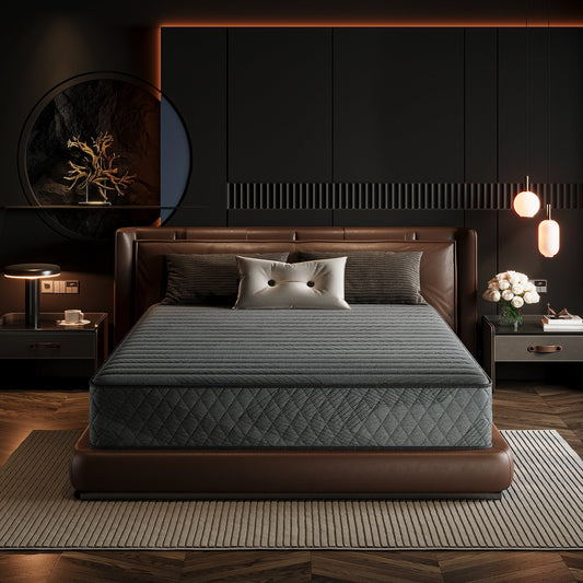 Matelas hybride en mousse à mémoire de forme avec gel, 8/12 pouces, fermeté moyenne, respirant et rafraîchissant, certifié CertiPUR-US, SGS et OEKO-TEX.