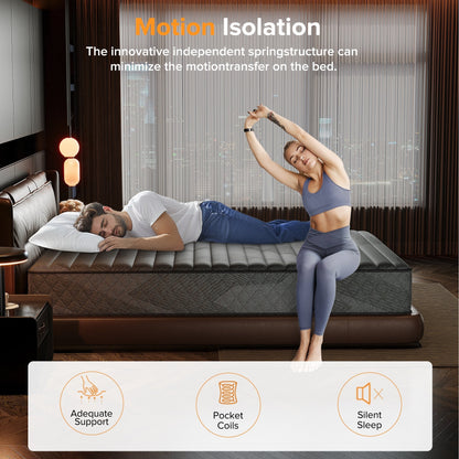 Matelas hybride en mousse à mémoire de forme SweDrea Plush, 8/12 pouces, respirant et rafraîchissant, certifié CertiPUR-US, SGS et OEKO-TEX.