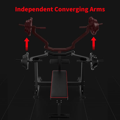 Zenova Bench Press Set Chest Press Machine with Independent Converging Arms and Dumbbell Rack