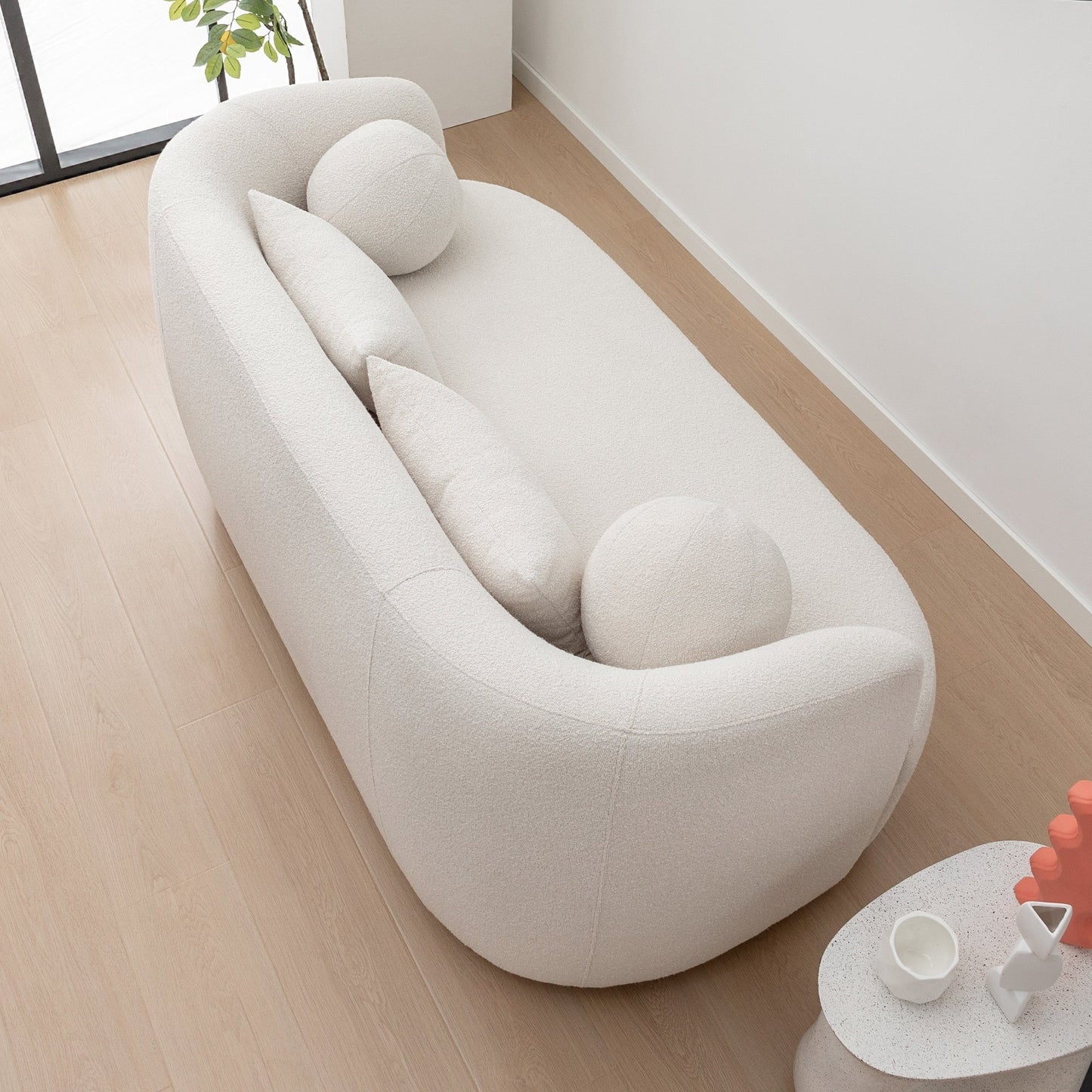 KINWELL Canapé 2 places en boucle avec coussins