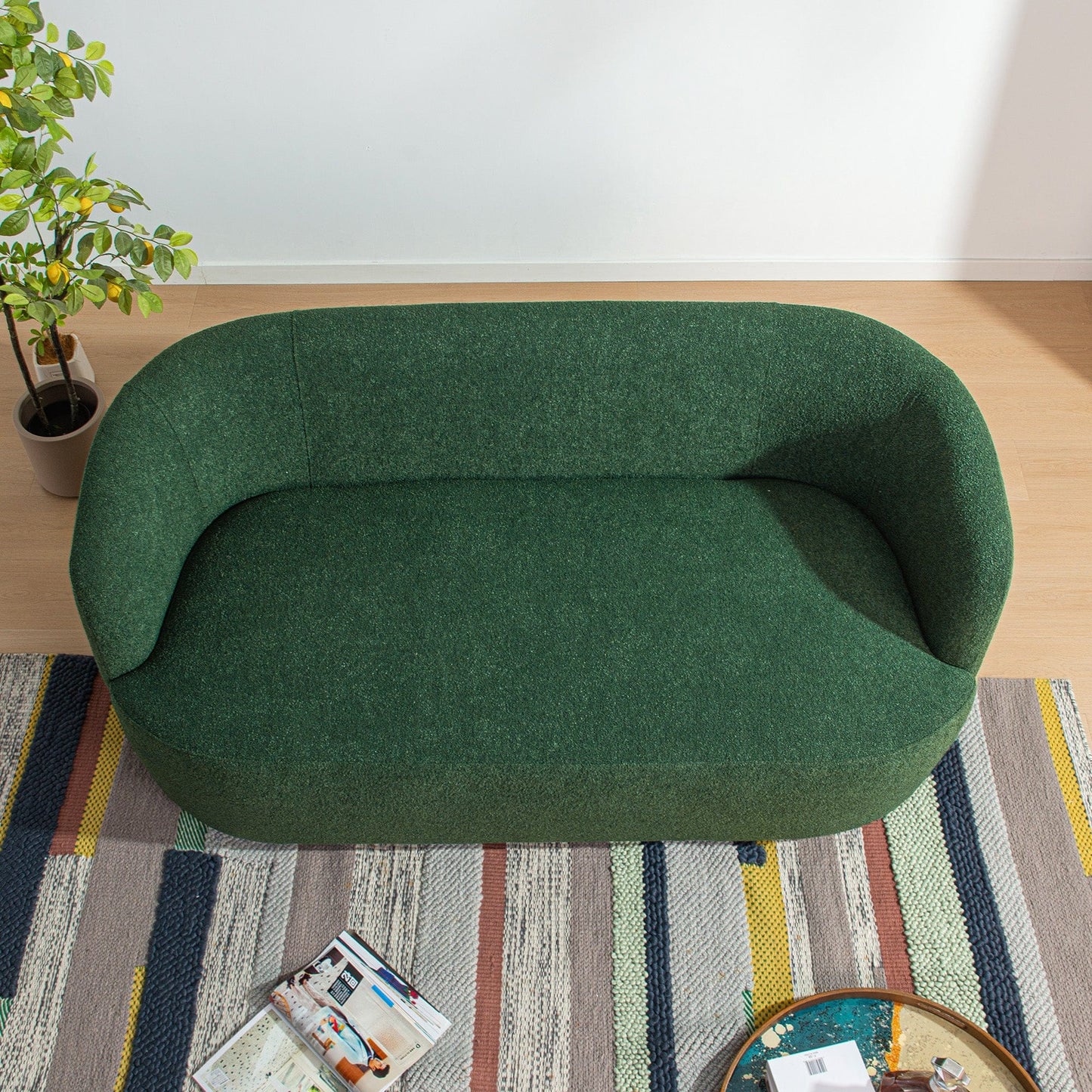 KINWELL Canapé 2 places en boucle avec coussins