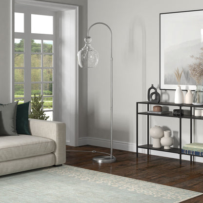 Verona Arc Floor Lamp with Glass Shade