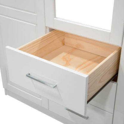 Palace Imports Armoire Cosmo 3 portes en bois massif avec portes en bois massif ou en miroir