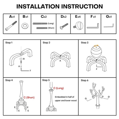Tree-branch Rubberwood Freestanding Coat Rack with 8 Hooks - 24.5W x 70.87H