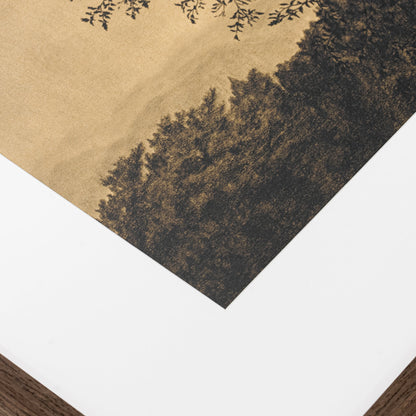 À travers les arbres V par Tenaya Wickstrand, 19 x 23, cadre espresso