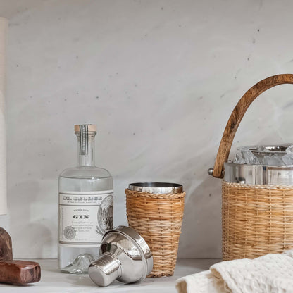 Seau à glace en rotin tressé et acier inoxydable