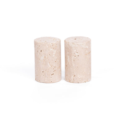 Saladier et poivrière en travertin sculpté