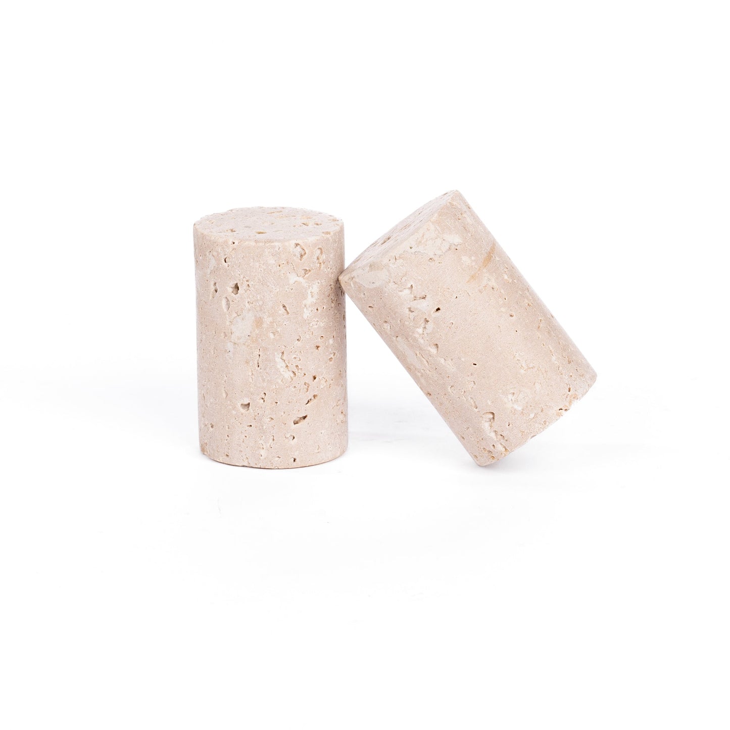 Saladier et poivrière en travertin sculpté