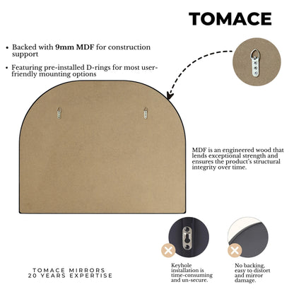 TEHOME Dezerae Grand miroir à arche pour cheminée, 102 cm (L) x 81 cm (H)