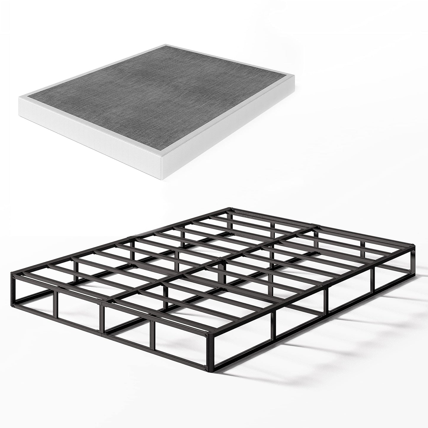 Ressort métallique à profil bas de 5 pouces, structure robuste avec revêtement gris.
