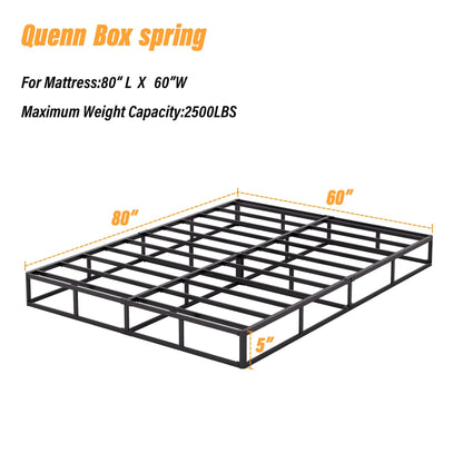 Ressort métallique à profil bas de 5 pouces, structure robuste avec revêtement gris.