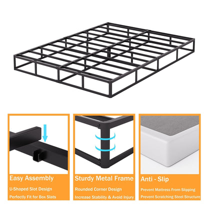 Ressort métallique à profil bas de 5 pouces, structure robuste avec revêtement gris.