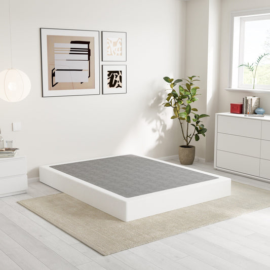 Ressort métallique à profil bas de 5 pouces, structure robuste avec revêtement gris.