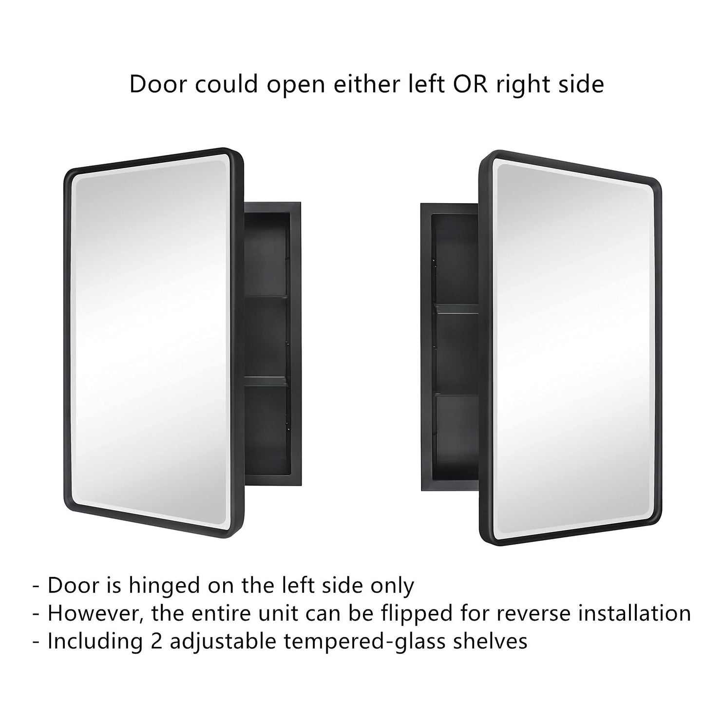 TEHOME Armoires à pharmacie de salle de bain encastrées en métal style farmhouse avec miroir