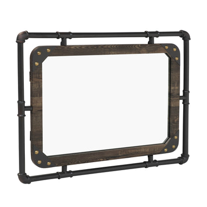 Miroir mural suspendu en métal Revo Industrial de 78 cm (31 pouces) de Furniture of America