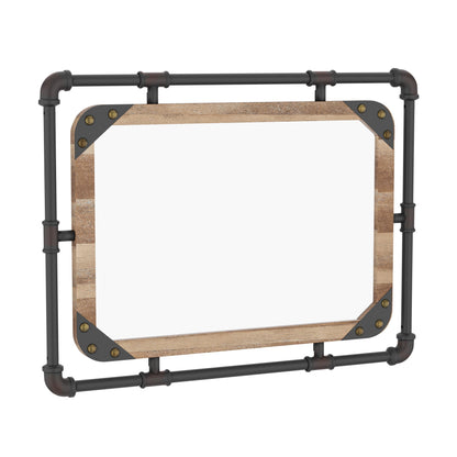 Miroir mural suspendu en métal Revo Industrial de 78 cm (31 pouces) de Furniture of America