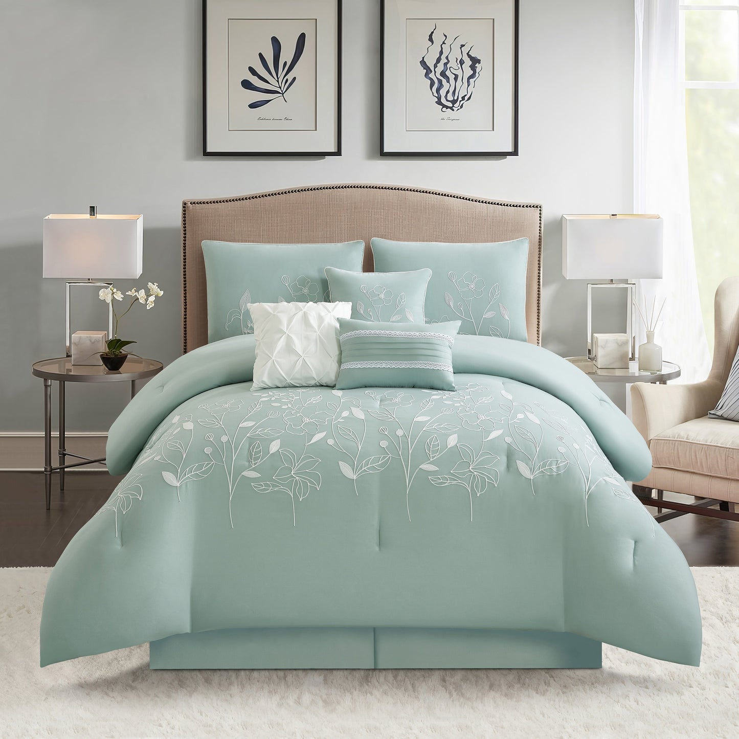 Ensemble de couette Nanshing Taylor 7 pièces à motifs floraux botaniques