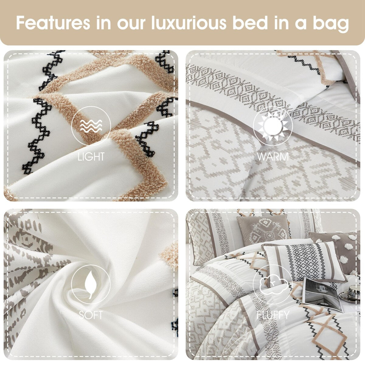 Ensemble de Couette Nanshing Trina 15 Pièces Brodé Bohème