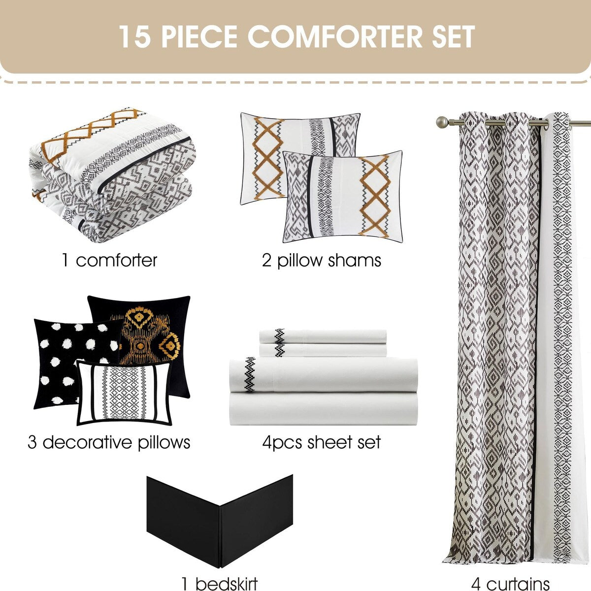 Ensemble de Couette Nanshing Trina 15 Pièces Brodé Bohème