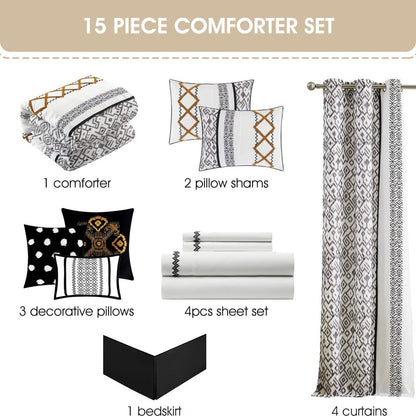 Ensemble de Couette Nanshing Trina 15 Pièces Brodé Bohème