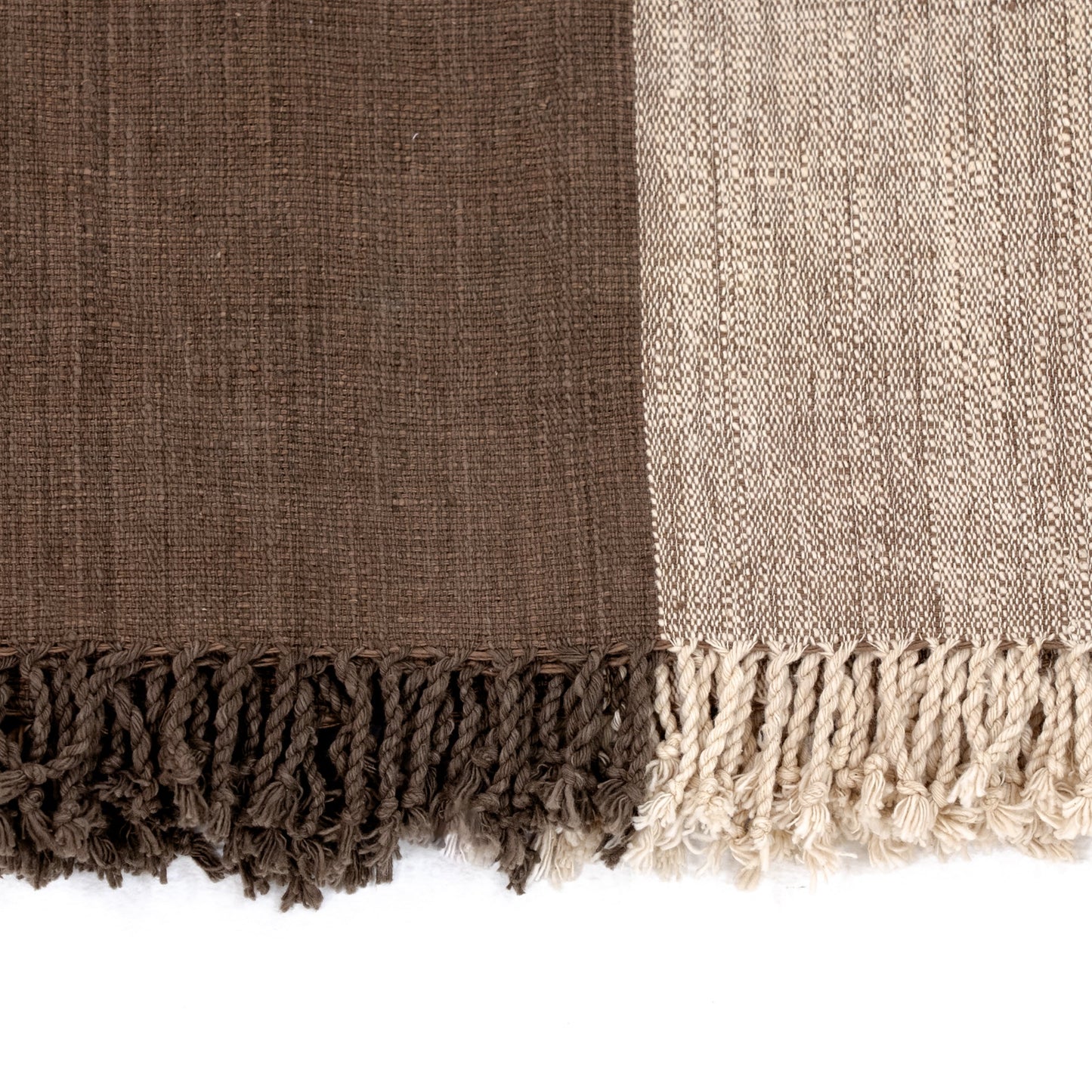 Léger plaid en coton filé à la main, bicolore, couleur charbon de bois