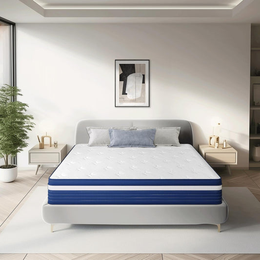 Matelas à ressorts avec surcouche moelleuse de 25 cm (10 po) SweDrea, fermeté moyenne, pour soulager le mal de dos et rafraîchir, certifié CertiPUR-US, SGS et OEKO-TEX.