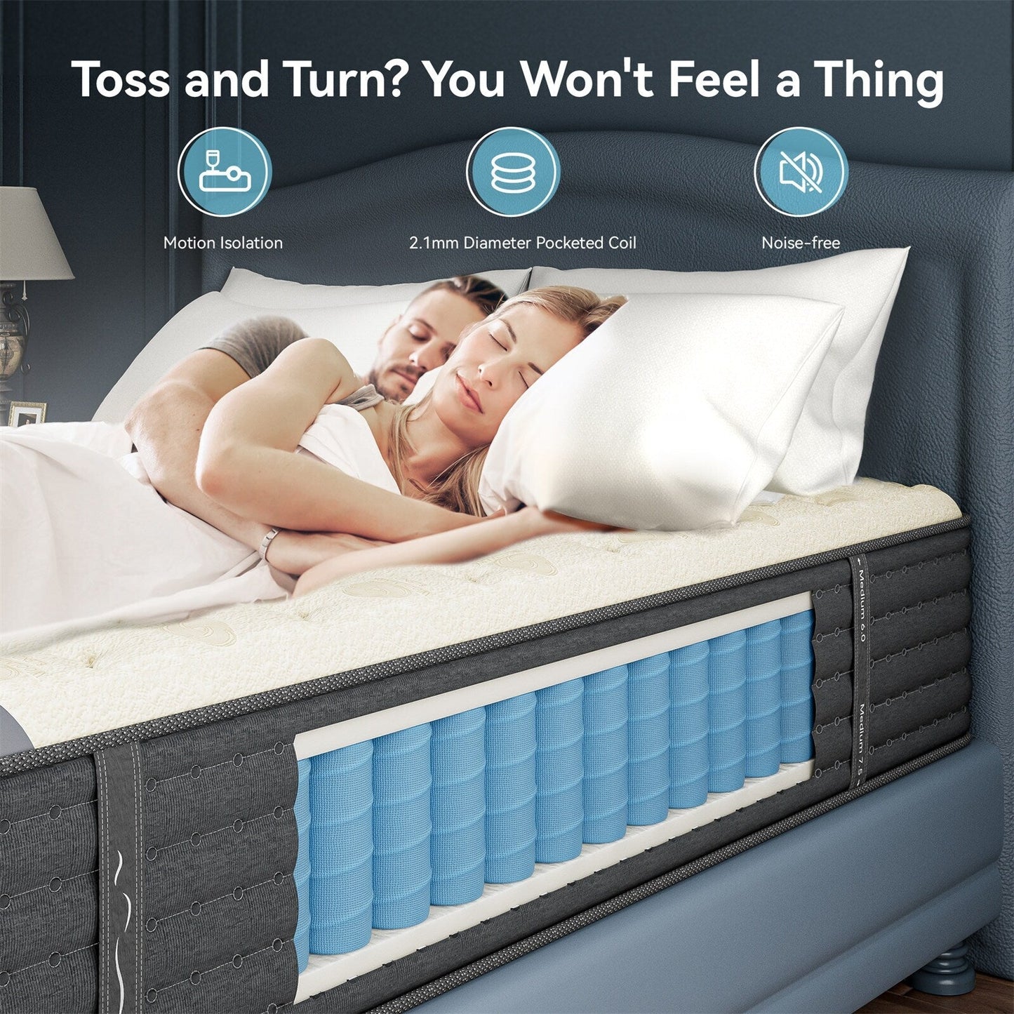 Matelas hybride double face SweDrea de 35 cm (14 po) de luxe – Fermeté moyenne/ferme avec les certifications CertiPUR-US, SGS et OEKO-TEX