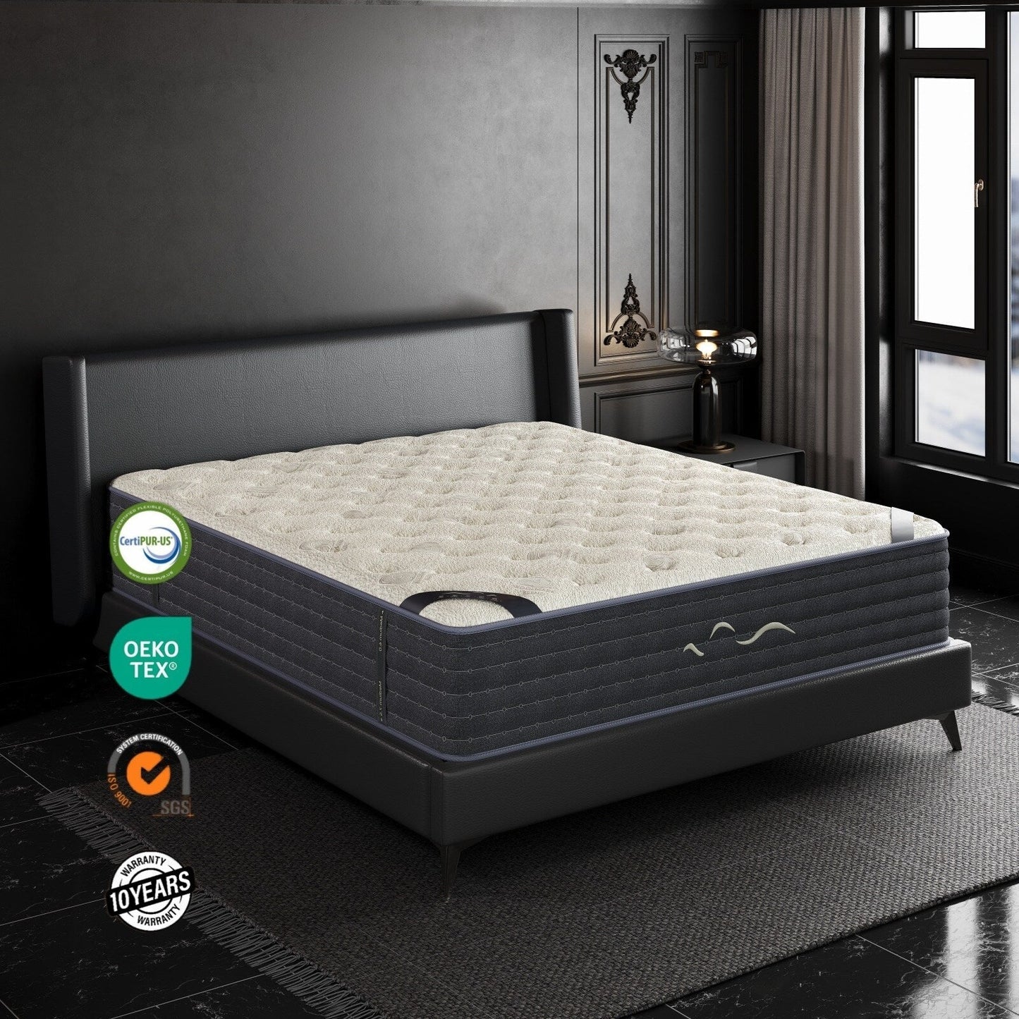 Matelas hybride double face SweDrea de 35 cm (14 po) de luxe – Fermeté moyenne/ferme avec les certifications CertiPUR-US, SGS et OEKO-TEX