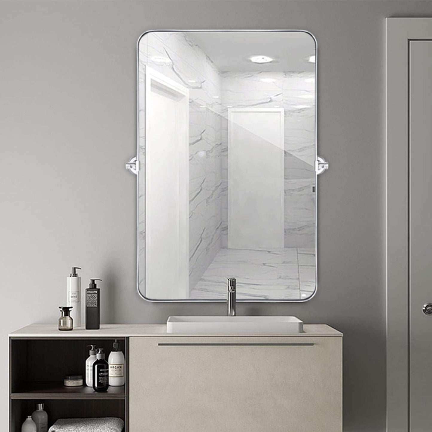 TEHOME Jonathan Miroir mural rectangulaire pivotant et inclinable en métal