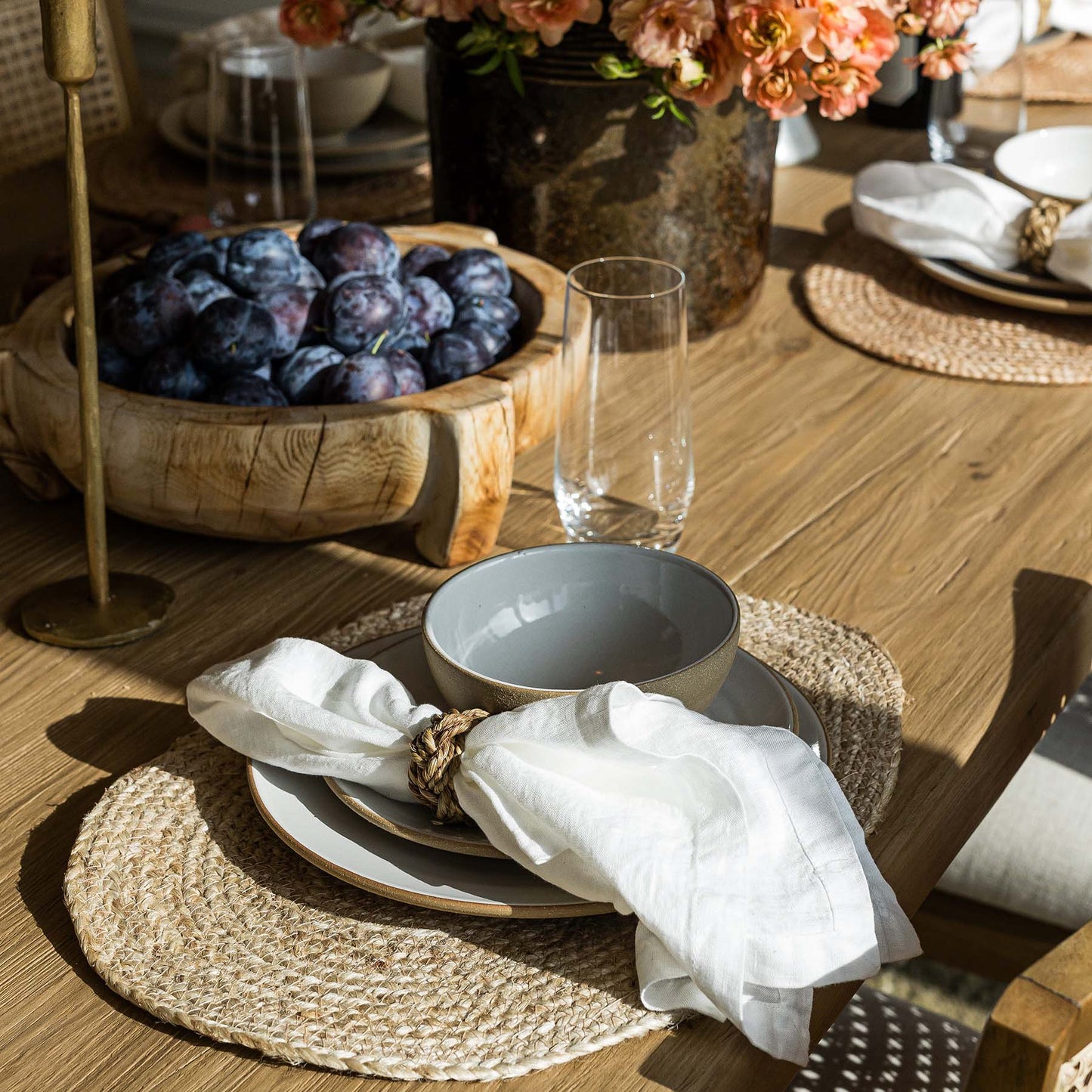 Jute Coil, lot de 8 dessous de table ovales.