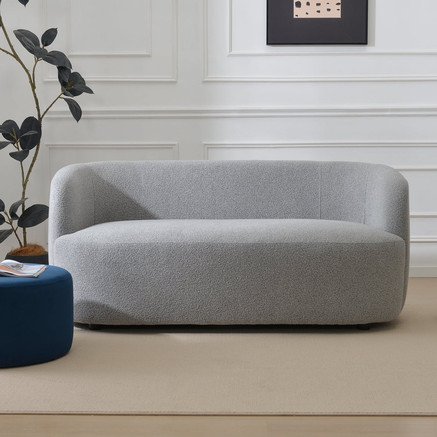 KINWELL Canapé 2 places en boucle avec coussins