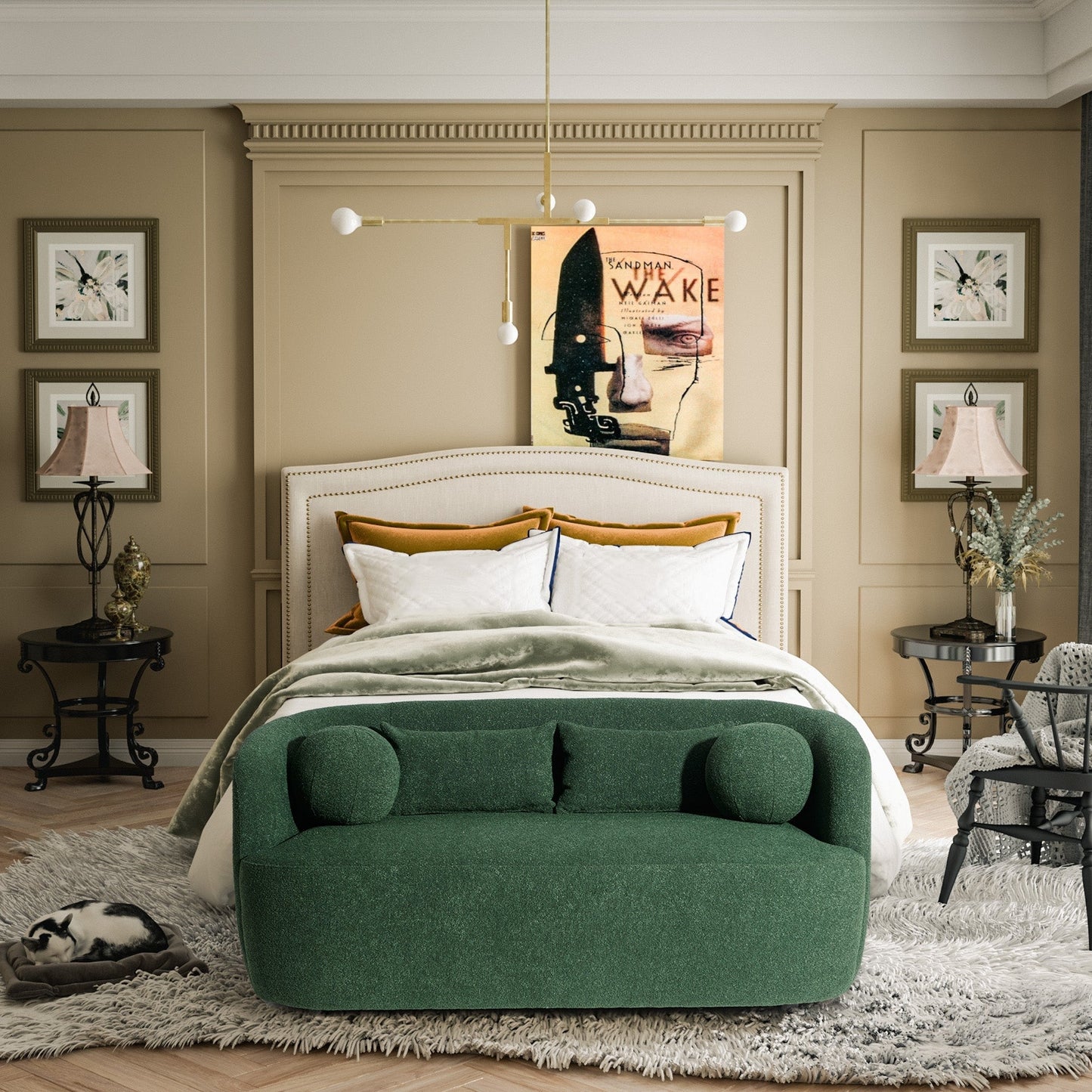 KINWELL Canapé 2 places en boucle avec coussins