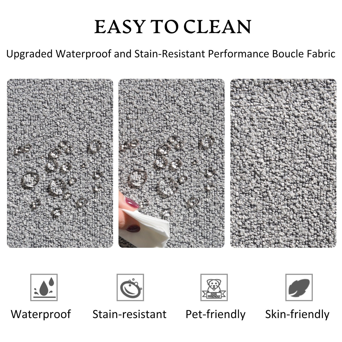 KINWELL Canapé 2 places en boucle avec coussins