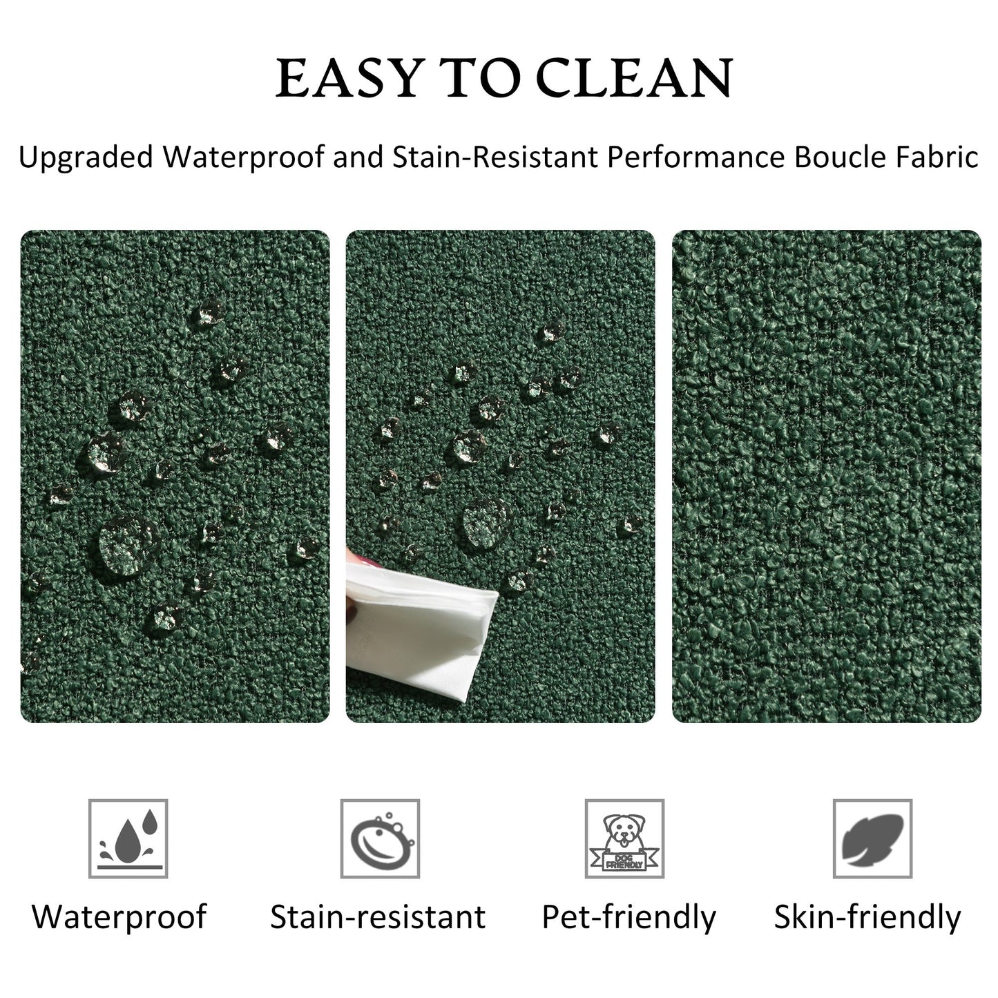 KINWELL Canapé 2 places en boucle avec coussins