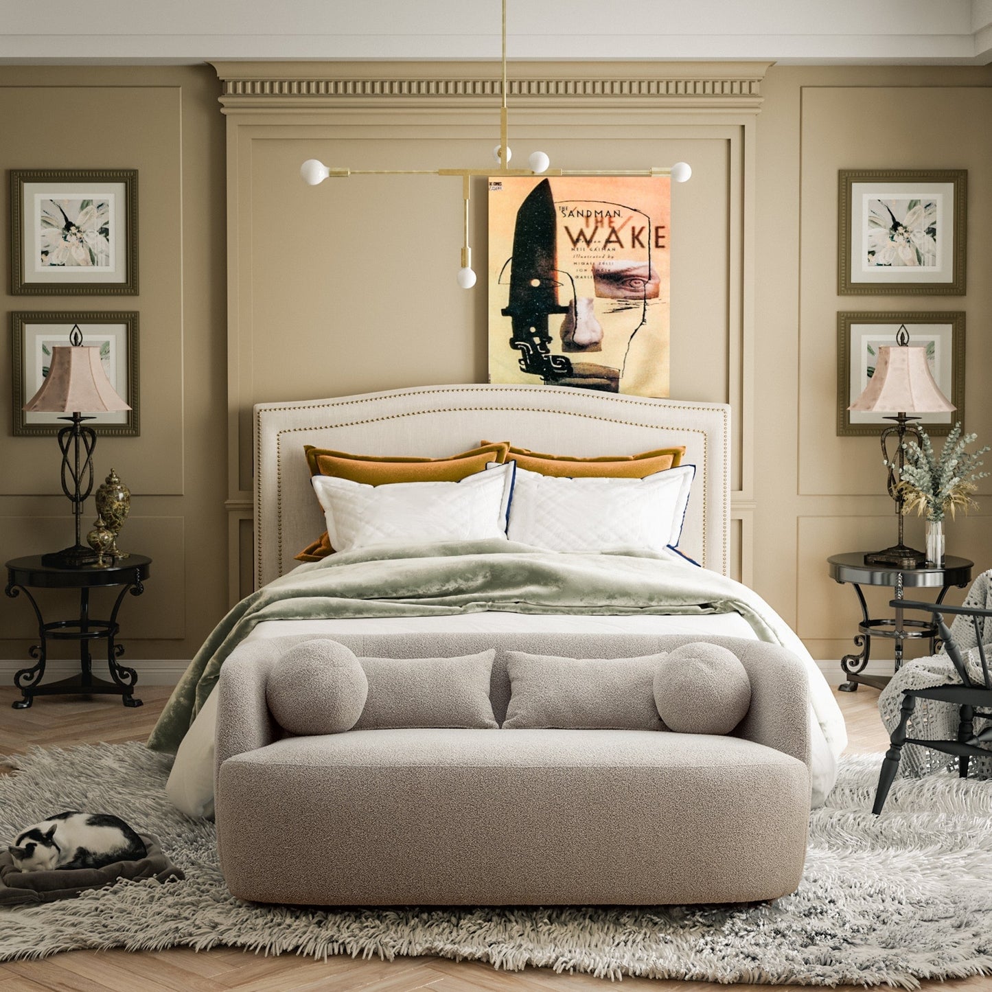 KINWELL Canapé 2 places en boucle avec coussins