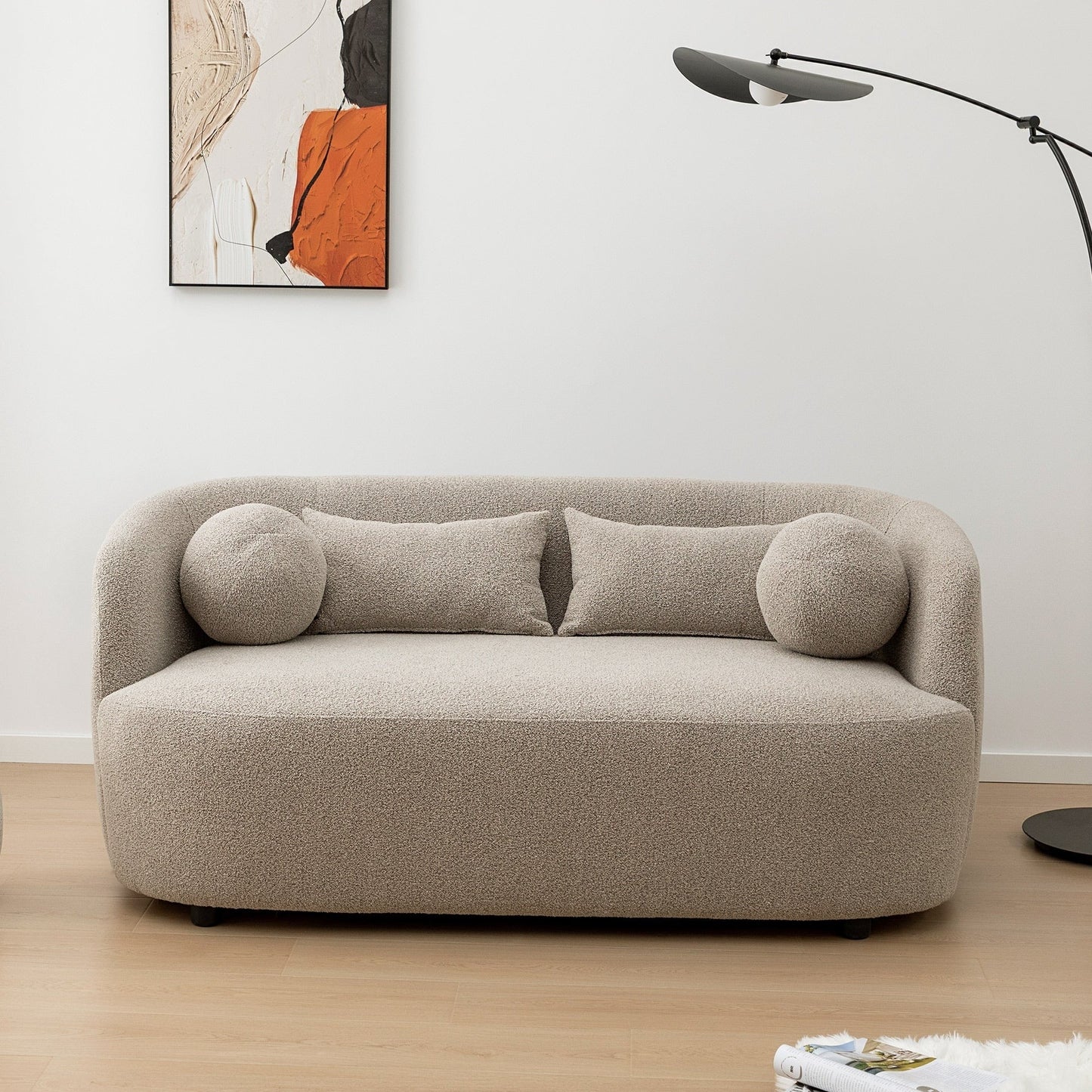 KINWELL Canapé 2 places en boucle avec coussins