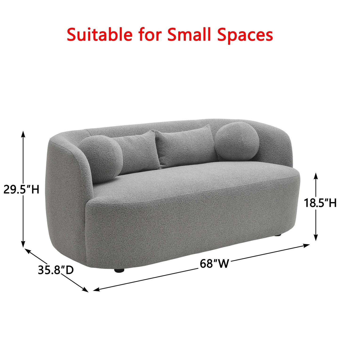 KINWELL Canapé 2 places en boucle avec coussins