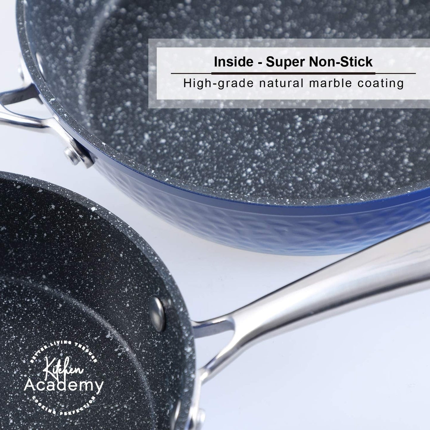 Ensemble de cuisine 15 pièces Kitchen Academy avec revêtement antiadhésif en granit