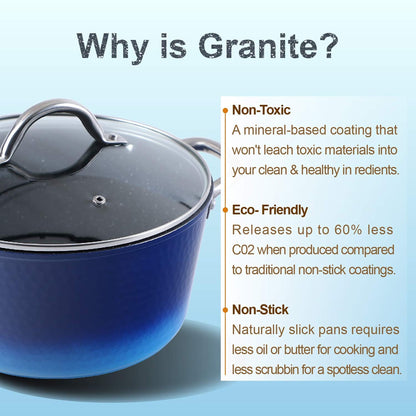 Ensemble de casseroles et poêles en granit pour cuisine, ensemble de casseroles antiadhésives, 12/15/30 pièces