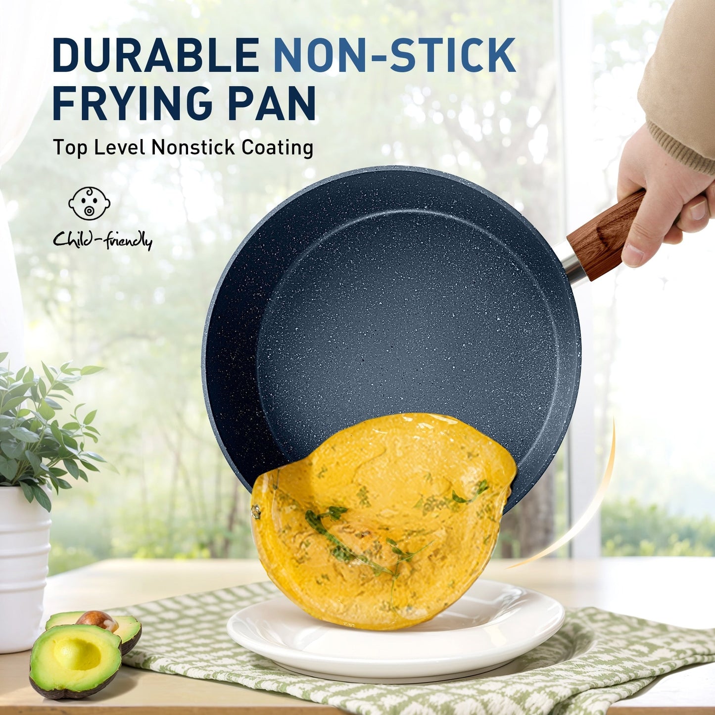 Ensemble de casseroles et poêles antiadhésives, ensemble de cuisine en granit, 12 pièces.