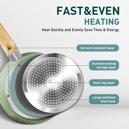 Ensemble de casseroles et poêles antiadhésives, ensemble de cuisine en granit, 12 pièces.