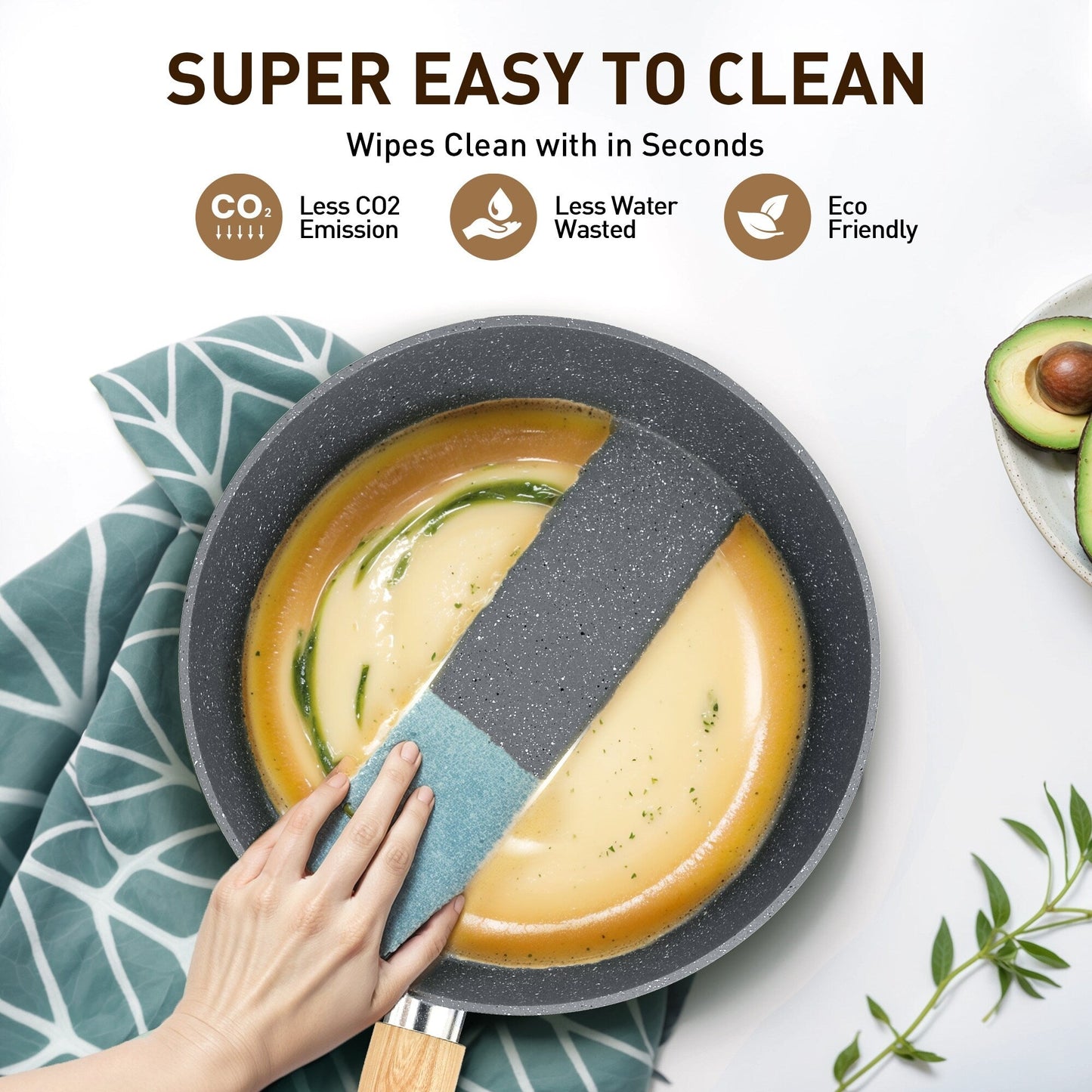 Ensemble de casseroles et poêles antiadhésives, ensemble de cuisine en granit, 12 pièces.