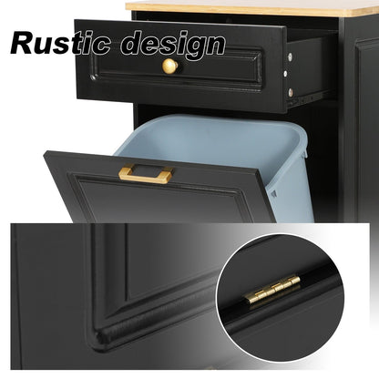 Poubelle de cuisine à bascule, bac à poubelles, rangement, paniers à déchets en bois pour comptoir avec tiroir